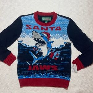 “Santa Jaws” Ugly Christmas Shark Sweater NEW Kids